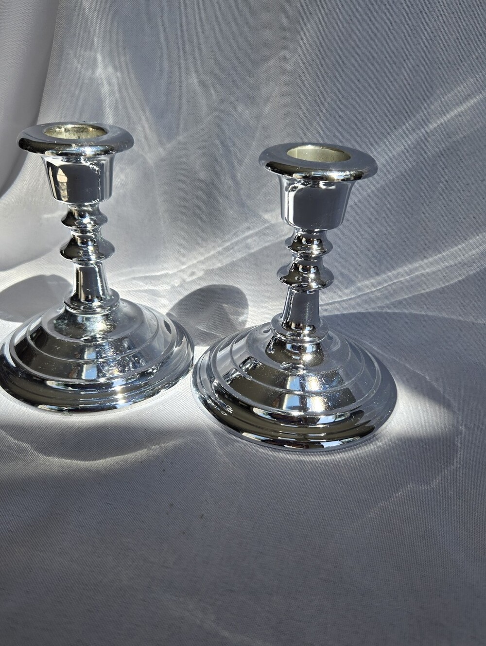 Vintage Doehler-Jarvis Corp Chrome Candlestick Holders Set of 2 MCM